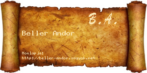 Beller Andor névjegykártya